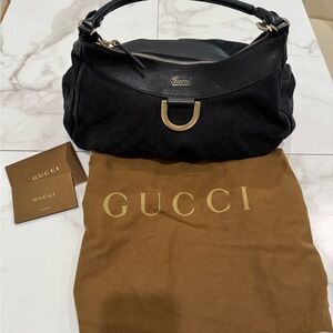 Gucci Black Abbey Shoulder Bag with Gold Accents
